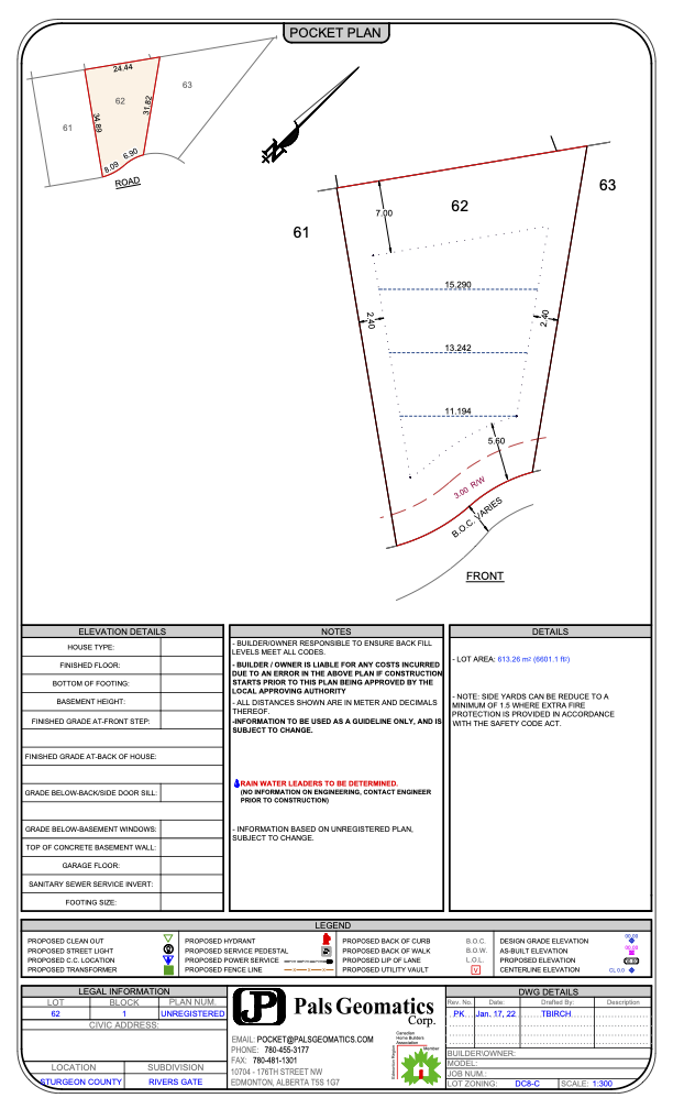 Rivers Gate Available Lot Map Site 62, Sturgeon County, St. Albert