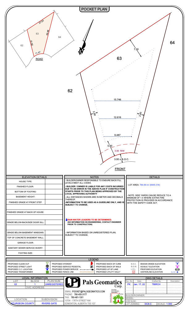 Rivers Gate Available Lot Map Site 63, Sturgeon County, St. Albert