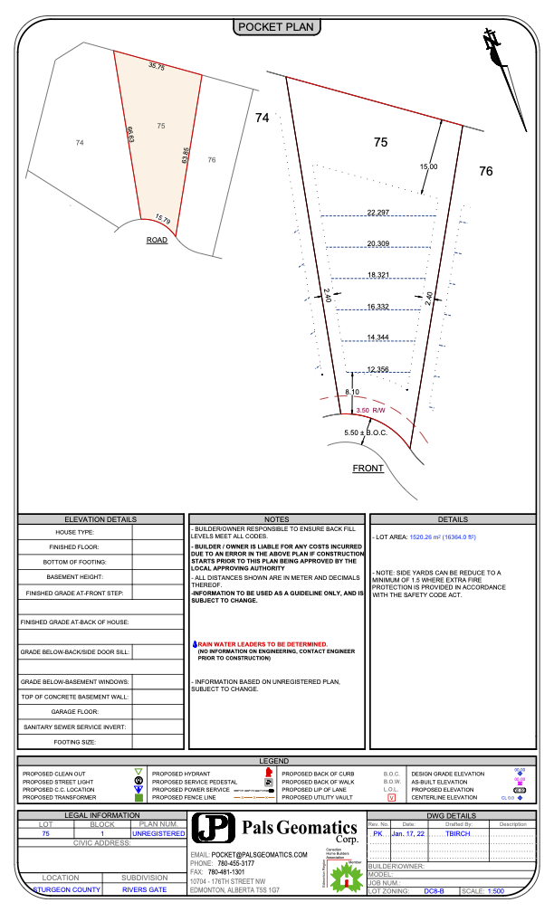 Rivers Gate Available Lot Map Site 75, Sturgeon County, St. Albert