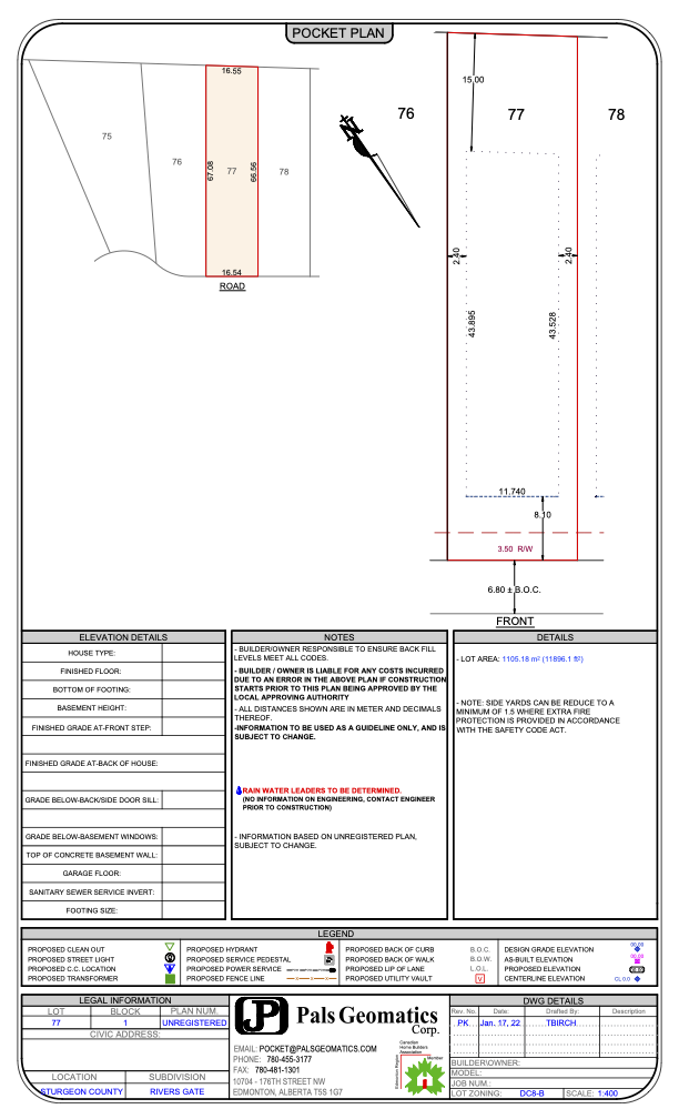 Rivers Gate Available Lot Map Site 77, Sturgeon County, St. Albert